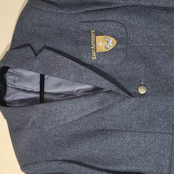 Flynn O'Hara Gray Wool Blazer, St. Anthony's Emblem, 18R - Picture 3 of 10